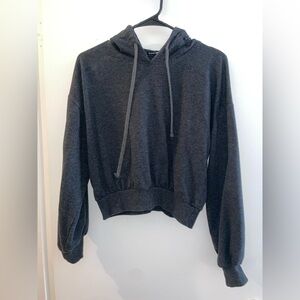 Gray Hooded crop top Sweatshirt